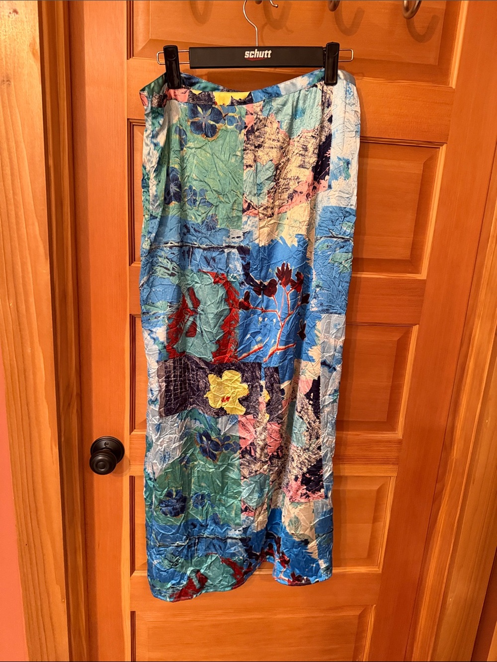Topshop Blue Multi Floral Patchwork Midi Skirt